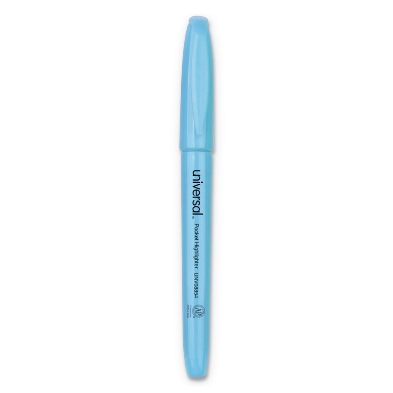 POCKET HIGHLIGHTERS, CHISEL TIP, FLUORESCENT BLUE, DOZEN